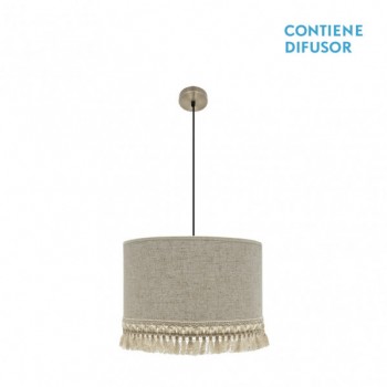 Distribuidor - Lâmpadas Diversas | Colgantes Moderno | COLGANTE VERA 3XE27 CUERO/BEIS REGX60X60 CM Ref: 186496014